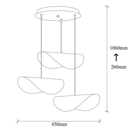 Candelabro suspenso SIVANI 3xE27/100W/230V