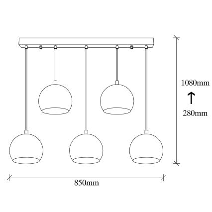 Candelabro suspenso SIVANI 5xE27/100W/230V