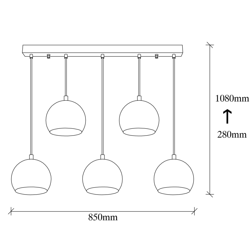 Candelabro suspenso SIVANI 5xE27/100W/230V