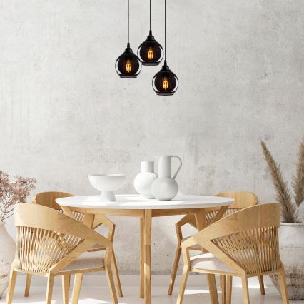 Candelabro suspenso SMOKED 3xE27/40W/230V