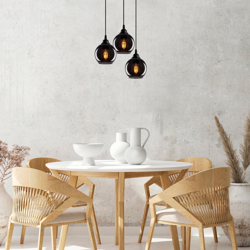 Candelabro suspenso SMOKED 3xE27/40W/230V