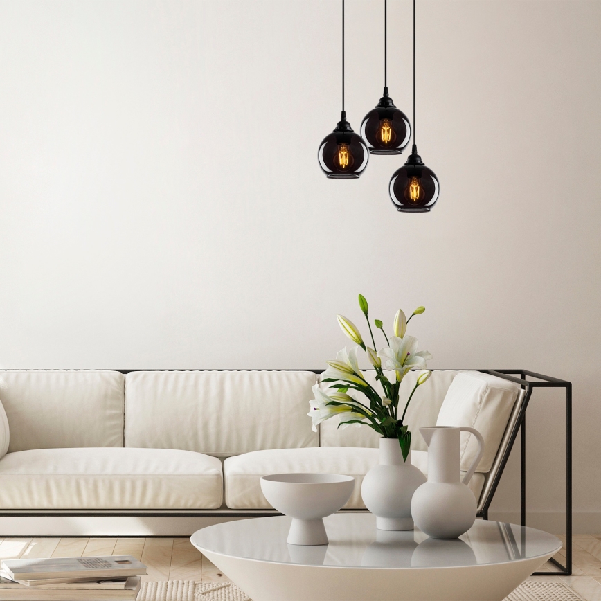 Candelabro suspenso SMOKED 3xE27/40W/230V