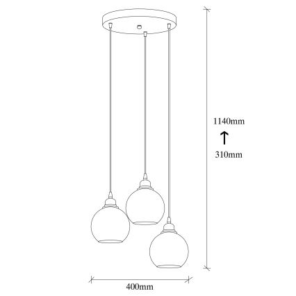 Candelabro suspenso SMOKED 3xE27/40W/230V