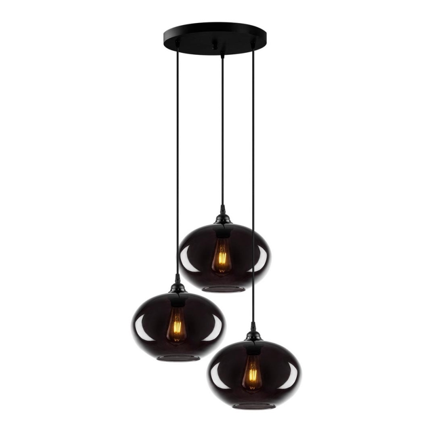 Candelabro suspenso SMOKED 3xE27/40W/230V