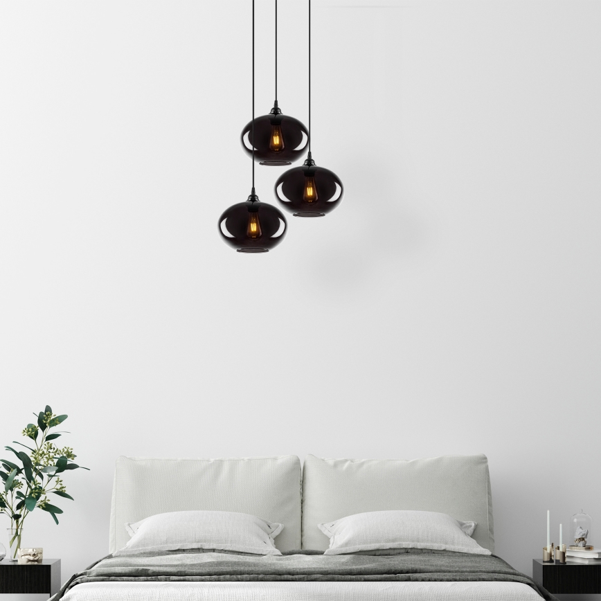 Candelabro suspenso SMOKED 3xE27/40W/230V