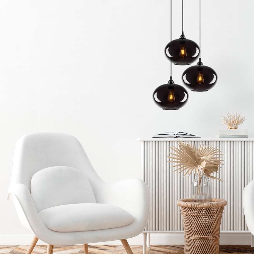 Candelabro suspenso SMOKED 3xE27/40W/230V