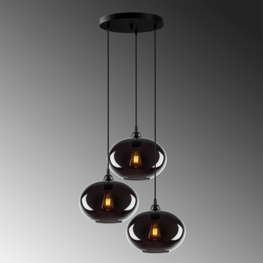 Candelabro suspenso SMOKED 3xE27/40W/230V