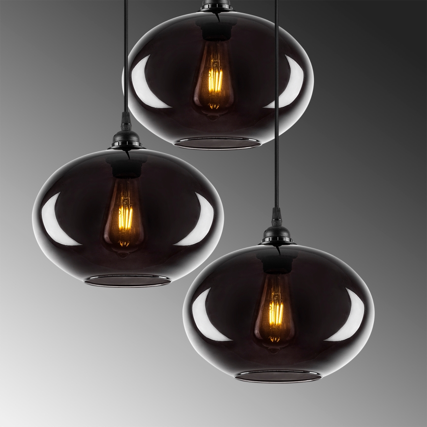 Candelabro suspenso SMOKED 3xE27/40W/230V