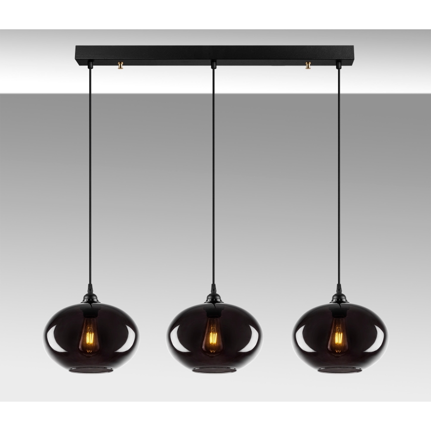 Candelabro suspenso SMOKED 3xE27/40W/230V
