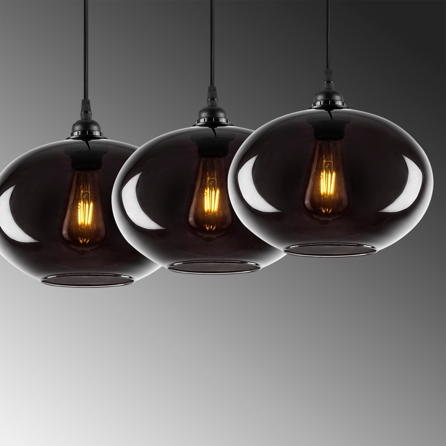 Candelabro suspenso SMOKED 3xE27/40W/230V