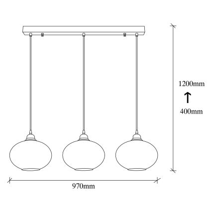 Candelabro suspenso SMOKED 3xE27/40W/230V