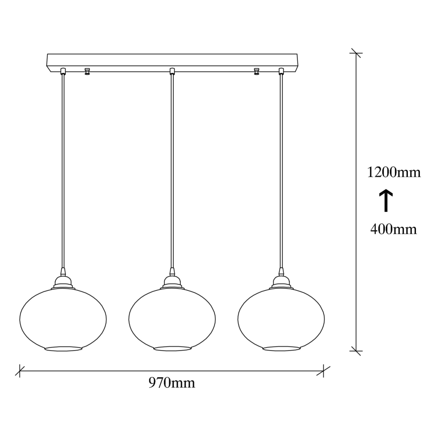 Candelabro suspenso SMOKED 3xE27/40W/230V