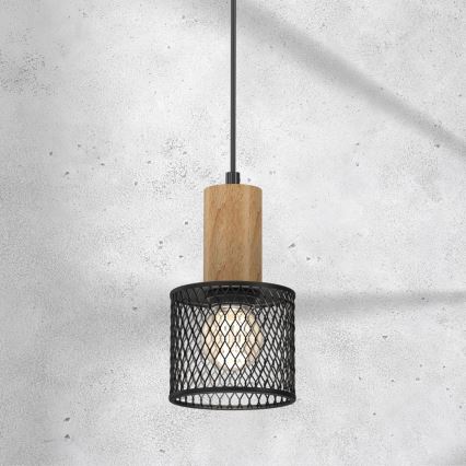 Candelabro suspenso SOBRESA 1xE27/60W/230V preto/madeira