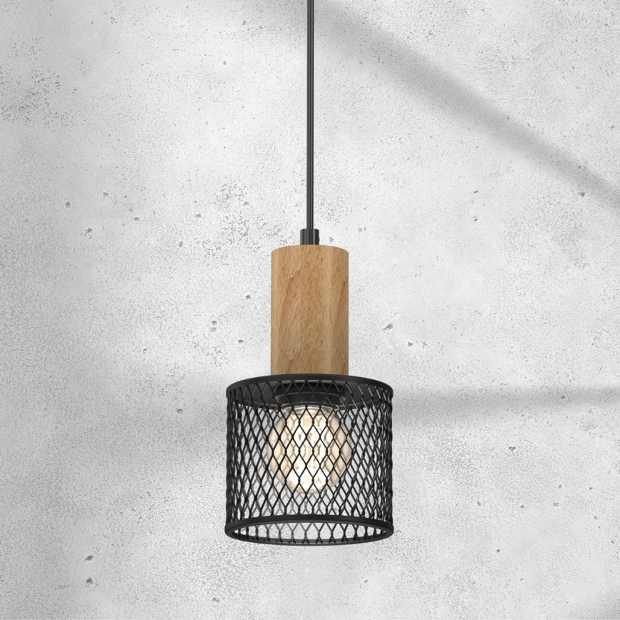 Candelabro suspenso SOBRESA 1xE27/60W/230V preto/madeira