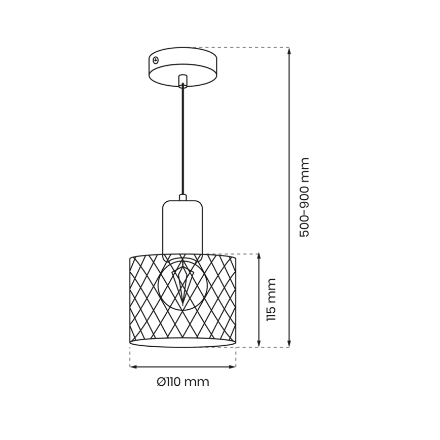 Candelabro suspenso SOBRESA 1xE27/60W/230V preto/madeira