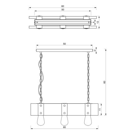 Candelabro suspenso SODER 3xE27/60W/230V