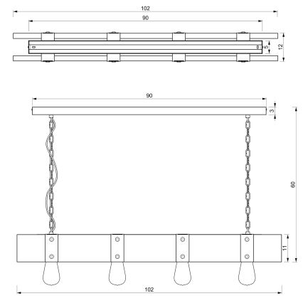 Candelabro suspenso SODER 4xE27/60W/230V