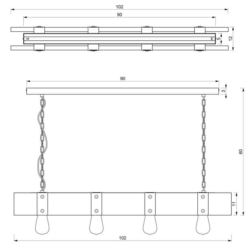 Candelabro suspenso SODER 4xE27/60W/230V