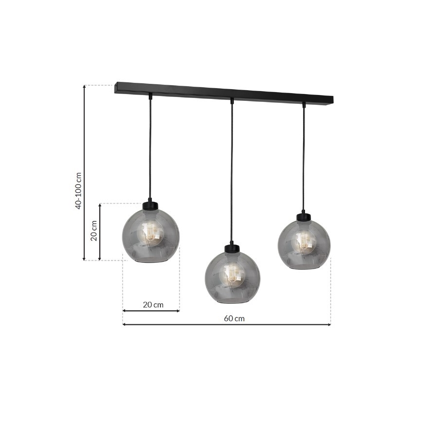 Candelabro suspenso SOFIA 3xE27/60W/230V preto