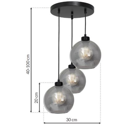 Candelabro suspenso SOFIA 3xE27/60W/230V preto