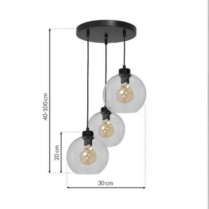 Candelabro suspenso SOFIA 3xE27/60W/230V transparente