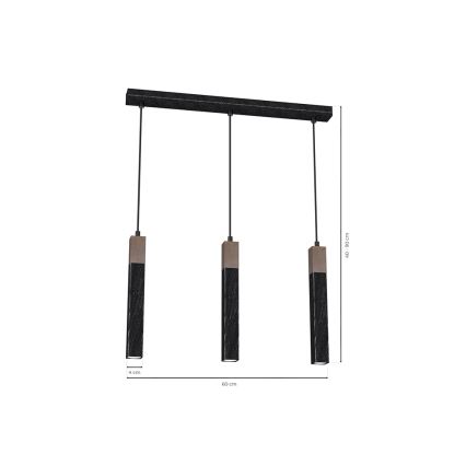 Candelabro suspenso SOLO 3xGU10/MR11/40W/230V preto