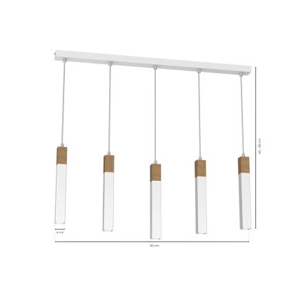 Candelabro suspenso SOLO 5xGU10/MR11/40W/230V branco