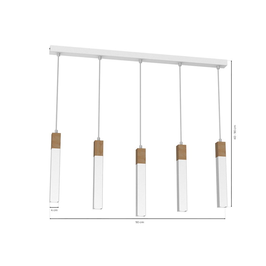 Candelabro suspenso SOLO 5xGU10/MR11/40W/230V branco