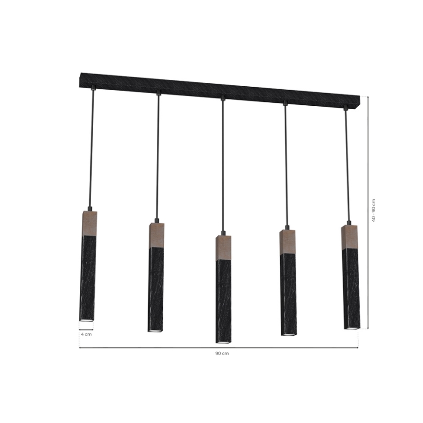 Candelabro suspenso SOLO 5xGU10/MR11/40W/230V preto
