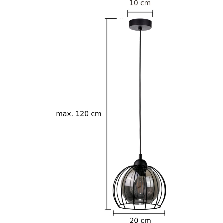 Candelabro suspenso SOLO BLACK 1xE27/60W/230V