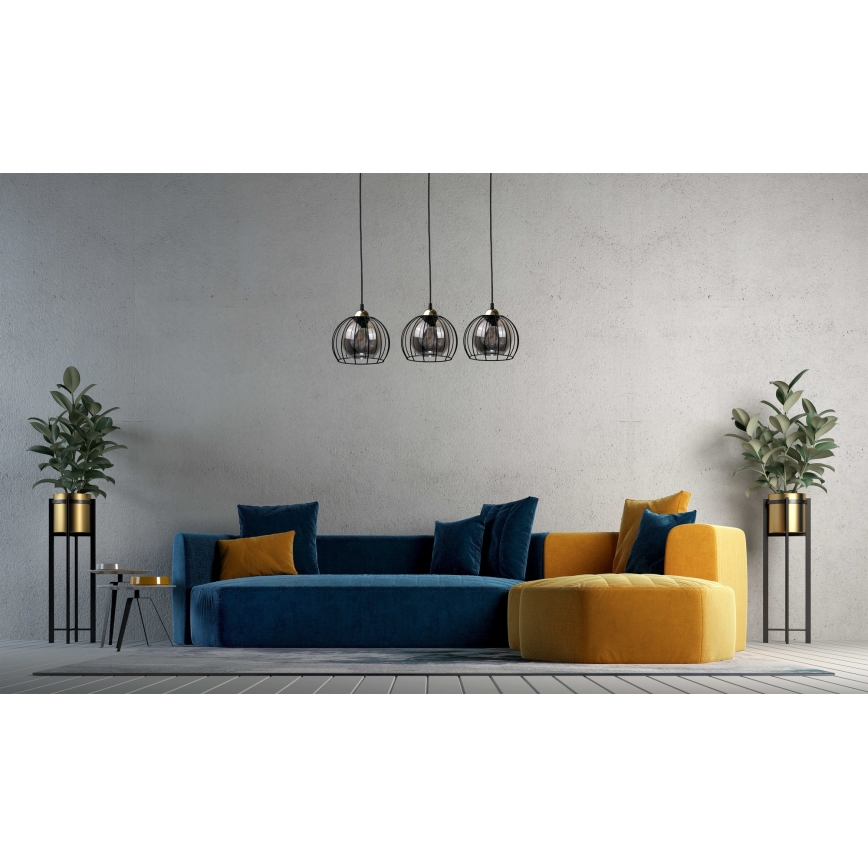 Candelabro suspenso SOLO BLACK 3xE27/60W/230V preto/dourado