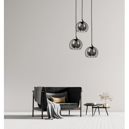 Candelabro suspenso SOLO BLACK 3xE27/60W/230V preto/dourado