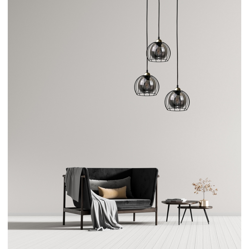 Candelabro suspenso SOLO BLACK 3xE27/60W/230V preto/dourado