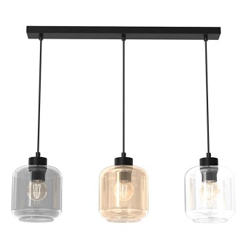 Candelabro suspenso SOMBRA 3xE27/60W/230V cinzento/bege/transparente