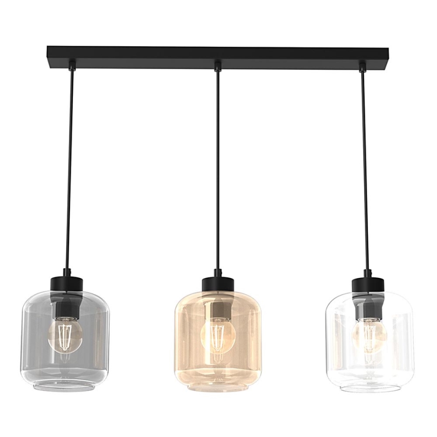 Candelabro suspenso SOMBRA 3xE27/60W/230V cinzento/bege/transparente