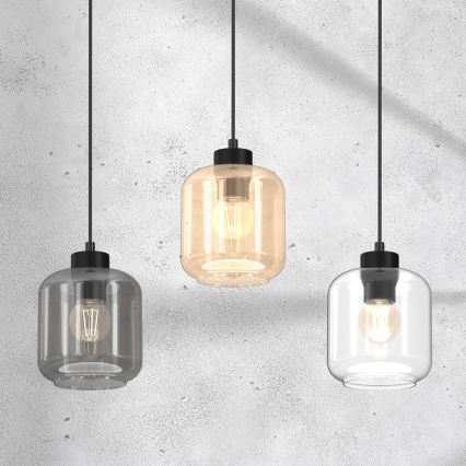 Candelabro suspenso SOMBRA 3xE27/60W/230V cinzento/bege/transparente