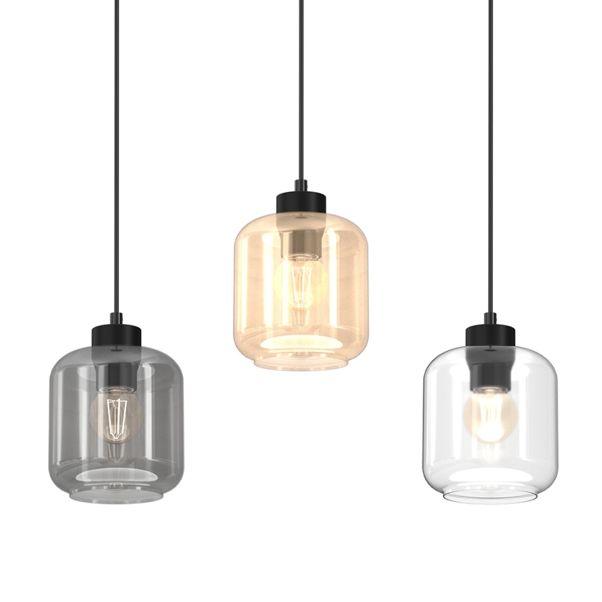 Candelabro suspenso SOMBRA 3xE27/60W/230V cinzento/bege/transparente
