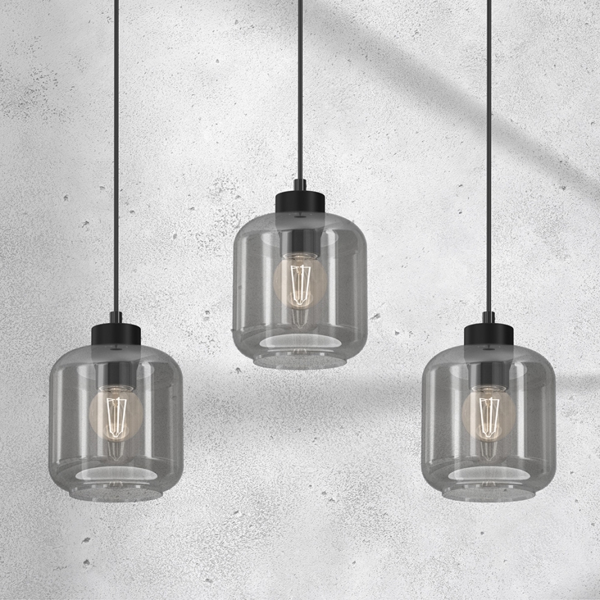 Candelabro suspenso SOMBRA 3xE27/60W/230V cinzento