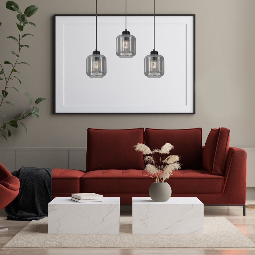 Candelabro suspenso SOMBRA 3xE27/60W/230V cinzento