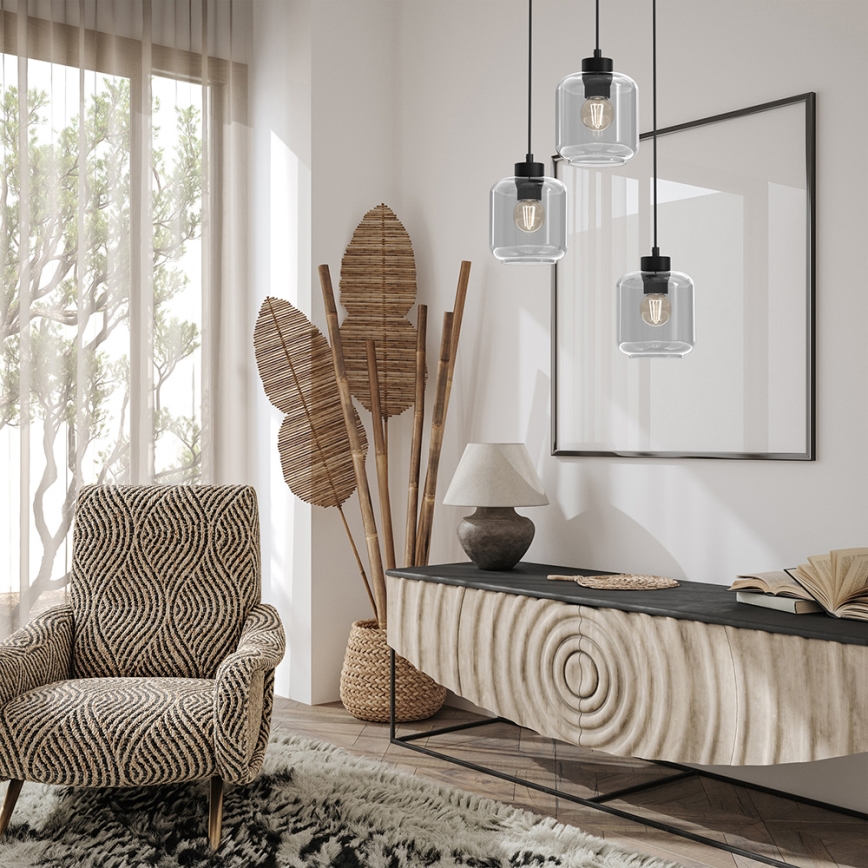 Candelabro suspenso SOMBRA 3xE27/60W/230V cinzento