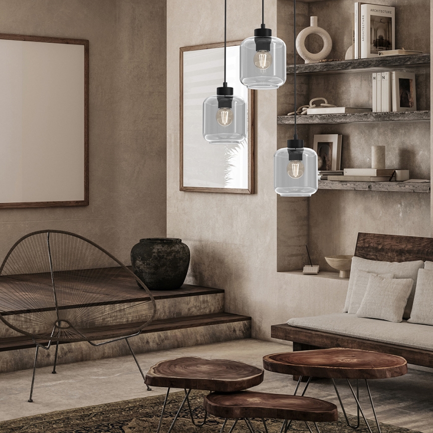 Candelabro suspenso SOMBRA 3xE27/60W/230V cinzento