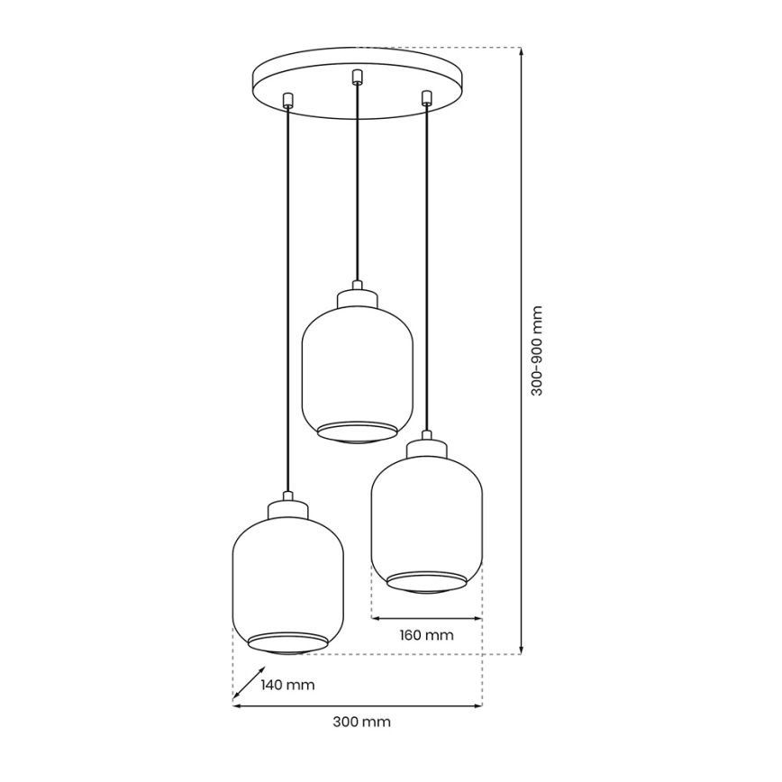 Candelabro suspenso SOMBRA 3xE27/60W/230V cinzento