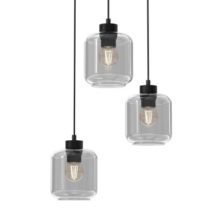 Candelabro suspenso SOMBRA 3xE27/60W/230V cinzento