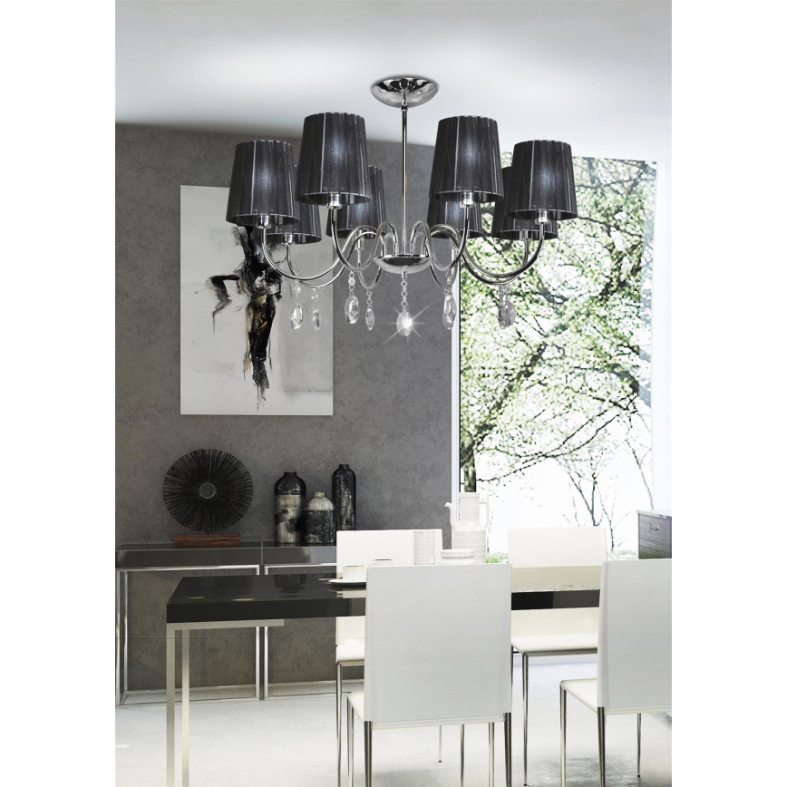 Candelabro suspenso SORENTO 8xE14/40W/230V preto
