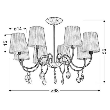 Candelabro suspenso SORENTO 8xE14/40W/230V preto