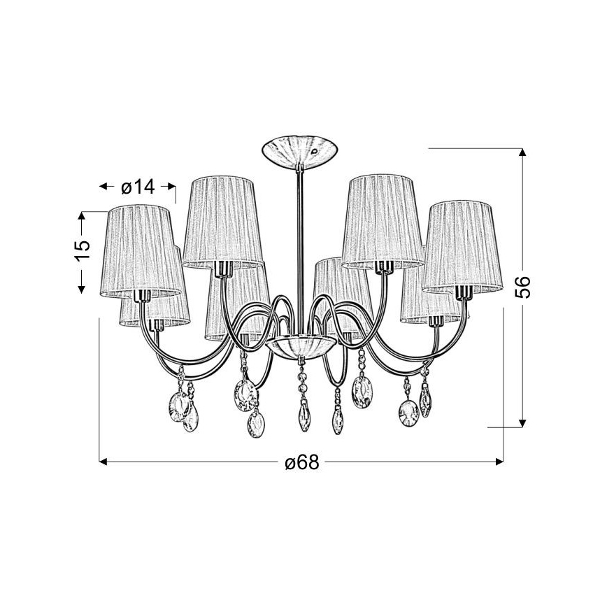 Candelabro suspenso SORENTO 8xE14/40W/230V preto