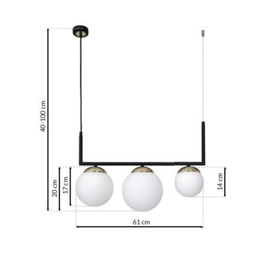 Candelabro suspenso SPARTA 3xE14/40W/230V