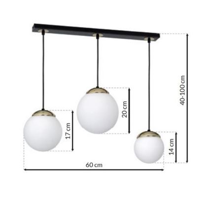 Candelabro suspenso SPARTA 3xE14/40W/230V