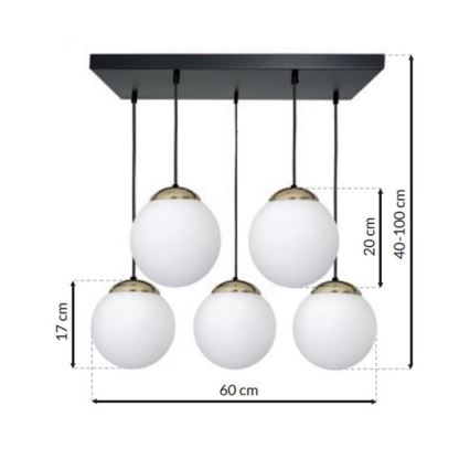 Candelabro suspenso SPARTA 5xE14/40W/230V