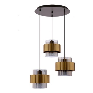 Candelabro suspenso SPIEGA 3xE27/60W/230V dourada/preto